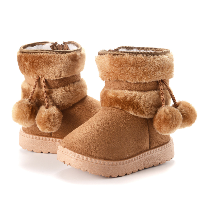 Novas meninas botas de neve inverno confortável grosso quente crianças botas lobbing bola grossa outono bonito meninos botas princesa sapatos