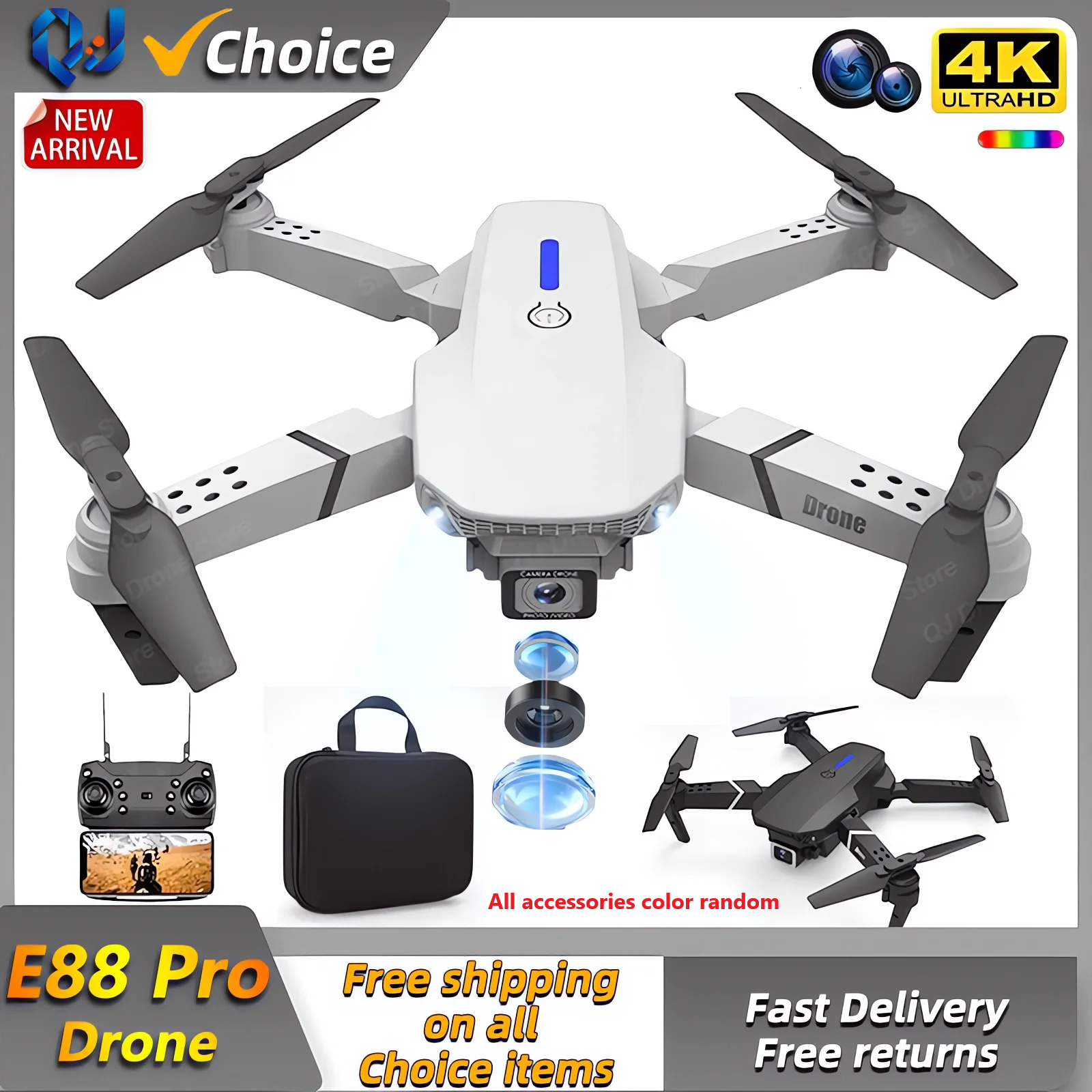 2024 E88Pro RC Drone 4K professinal พร้อมกล้องมุมกว้าง1080P เฮลิคอปเตอร์พับได้ WiFi FPV ของเล่นของขวัญที่มีความสูง