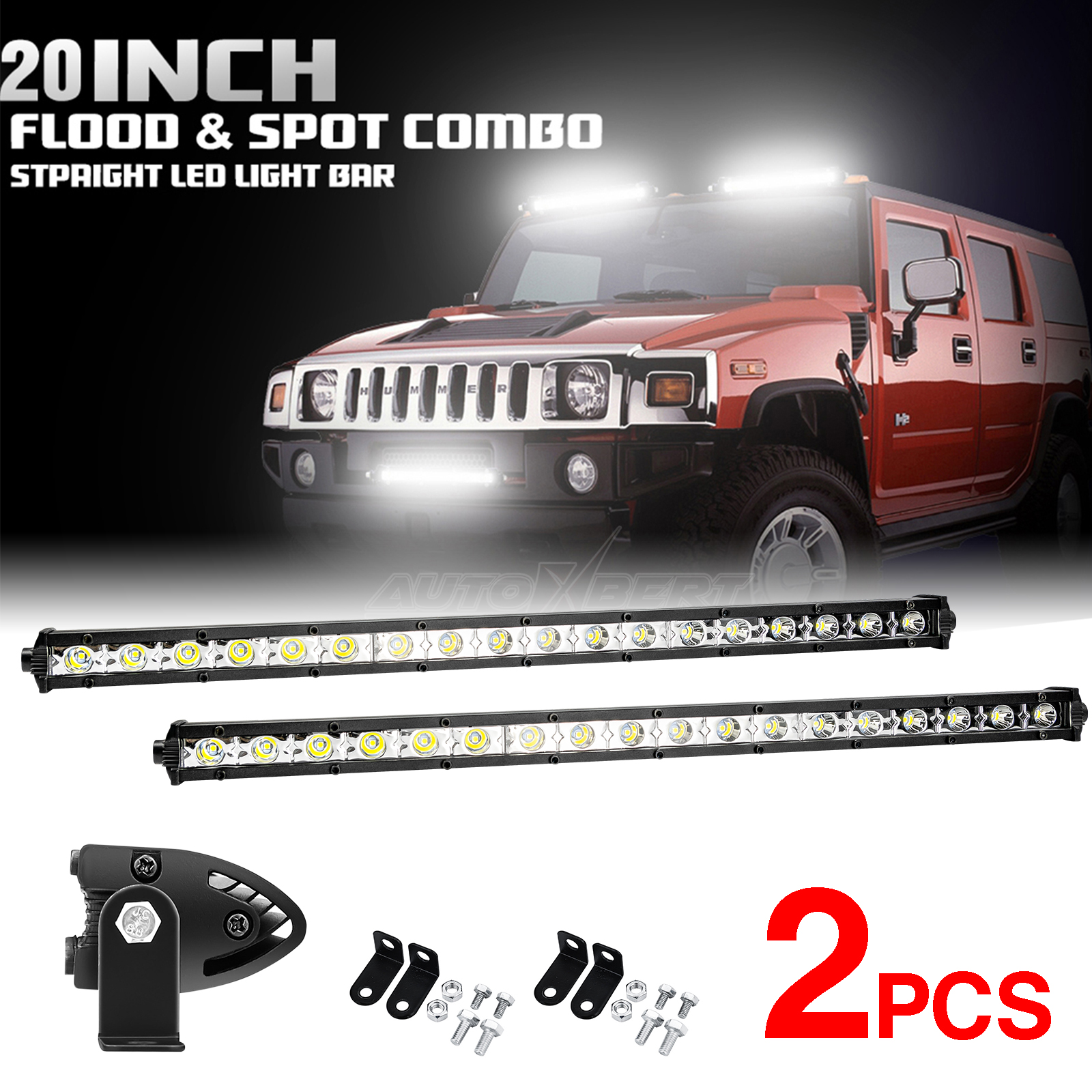 2 ultradunne LED-lichtbalk 20 inch 110 W slanke spot-rijlamp enkele rij offroad