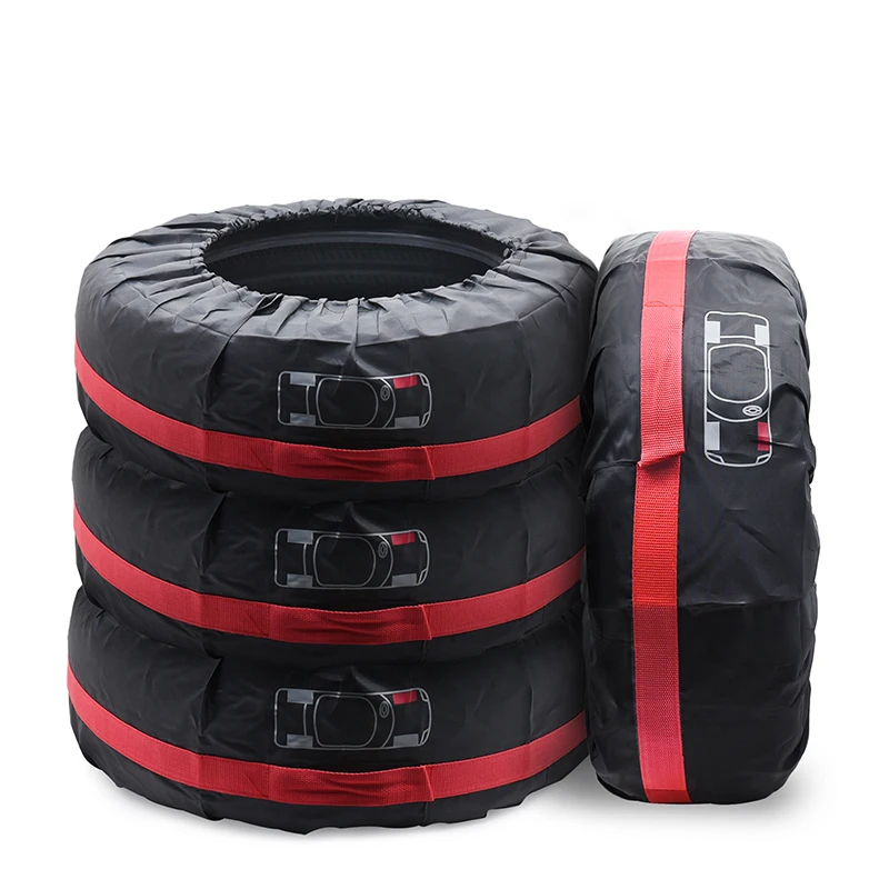 Funda de poliéster para neumáticos de repuesto de coche, bolsas de almacenamiento para neumáticos de ruedas de coche, accesorios para neumáticos de vehículo, estilo Protector a prueba de polvo, 4 Uds.