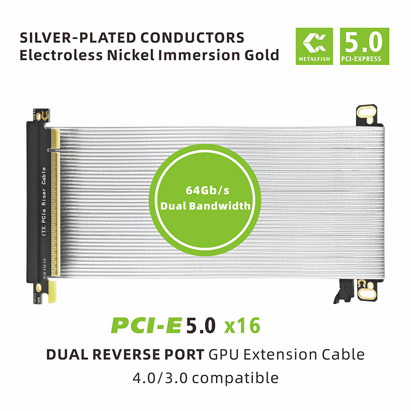 METALFISH PCIe5.0/4.0/3.0 x16 Riser Cable GPU Extension Wire for ITX Chassis Mini Compact Case RTX 5090/4090 & RX 7900 XTX