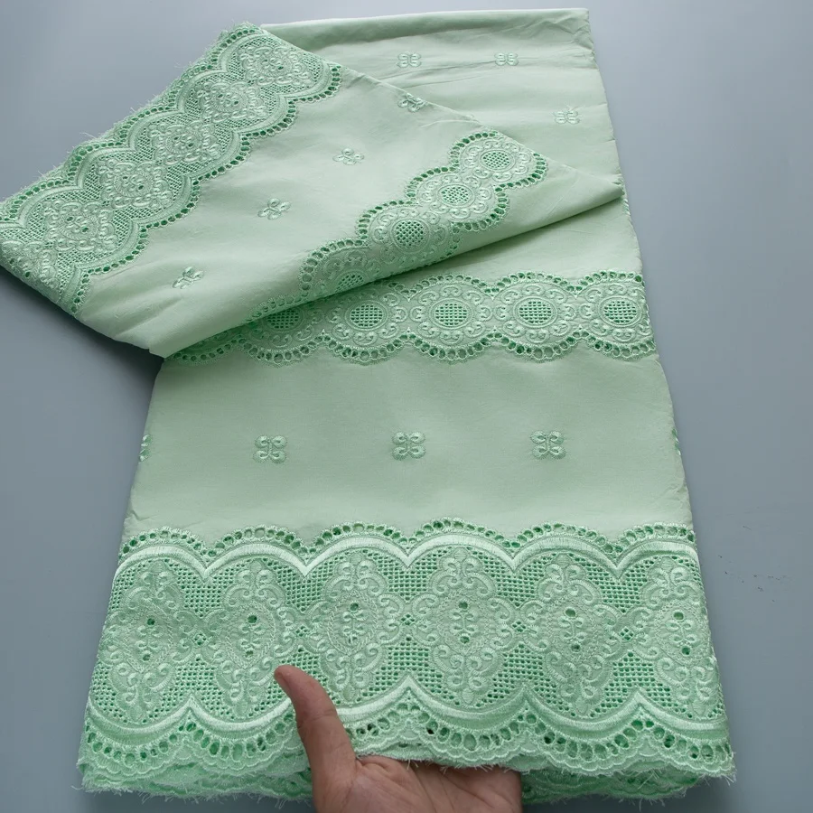 Tecido de Renda de Algodão Africano de Alta Qualidade 2026, 5 Jardas, Renda Suíça Voile, Material Seco Nigeriano para Vestido Masculino Costura A4989