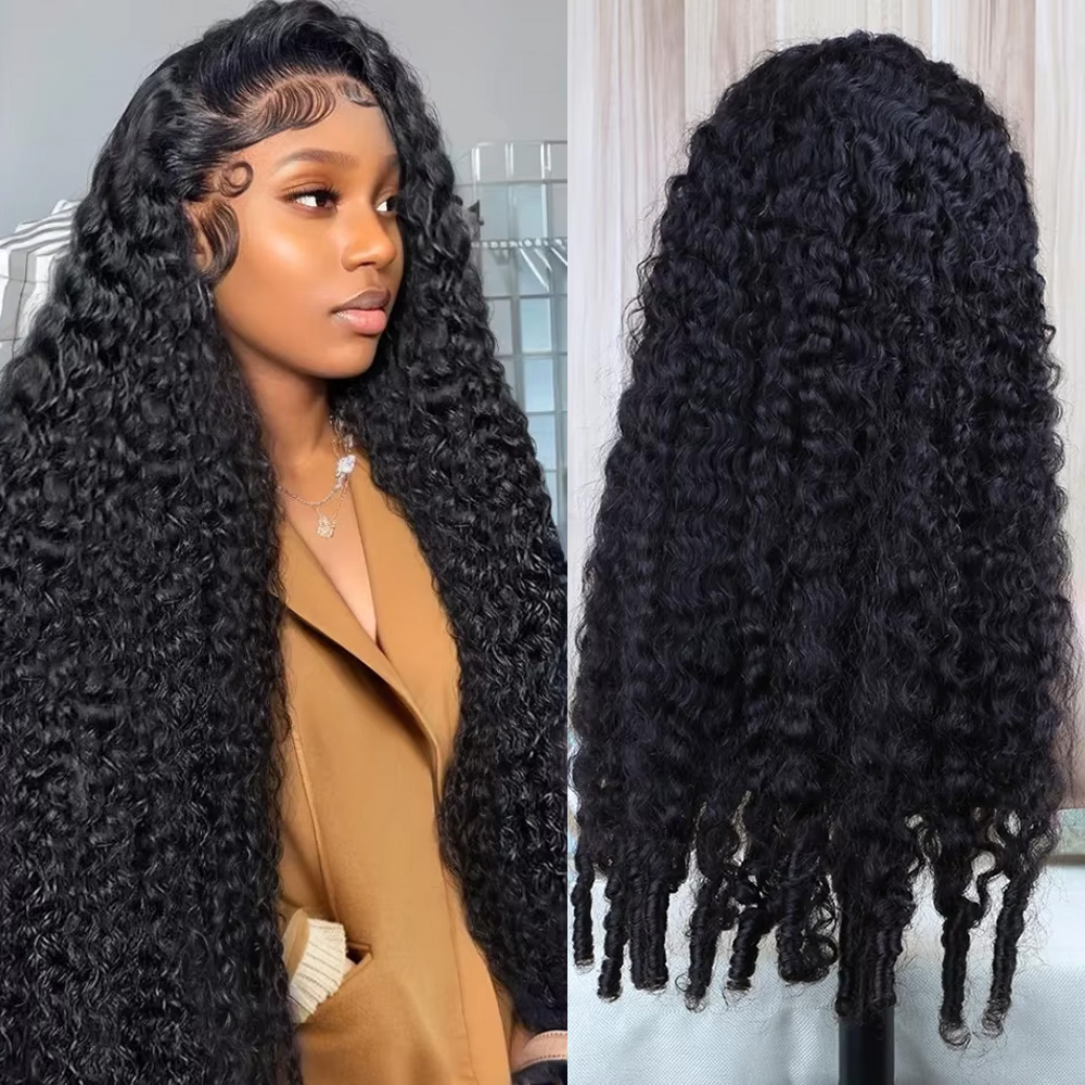 Pelucas de Cabello Humano Rizado Birmano 12A con 220% de Densidad, Cabello Remy, Peluca Frontal de Encaje Transparente HD 13x4 13x6, Color Natural