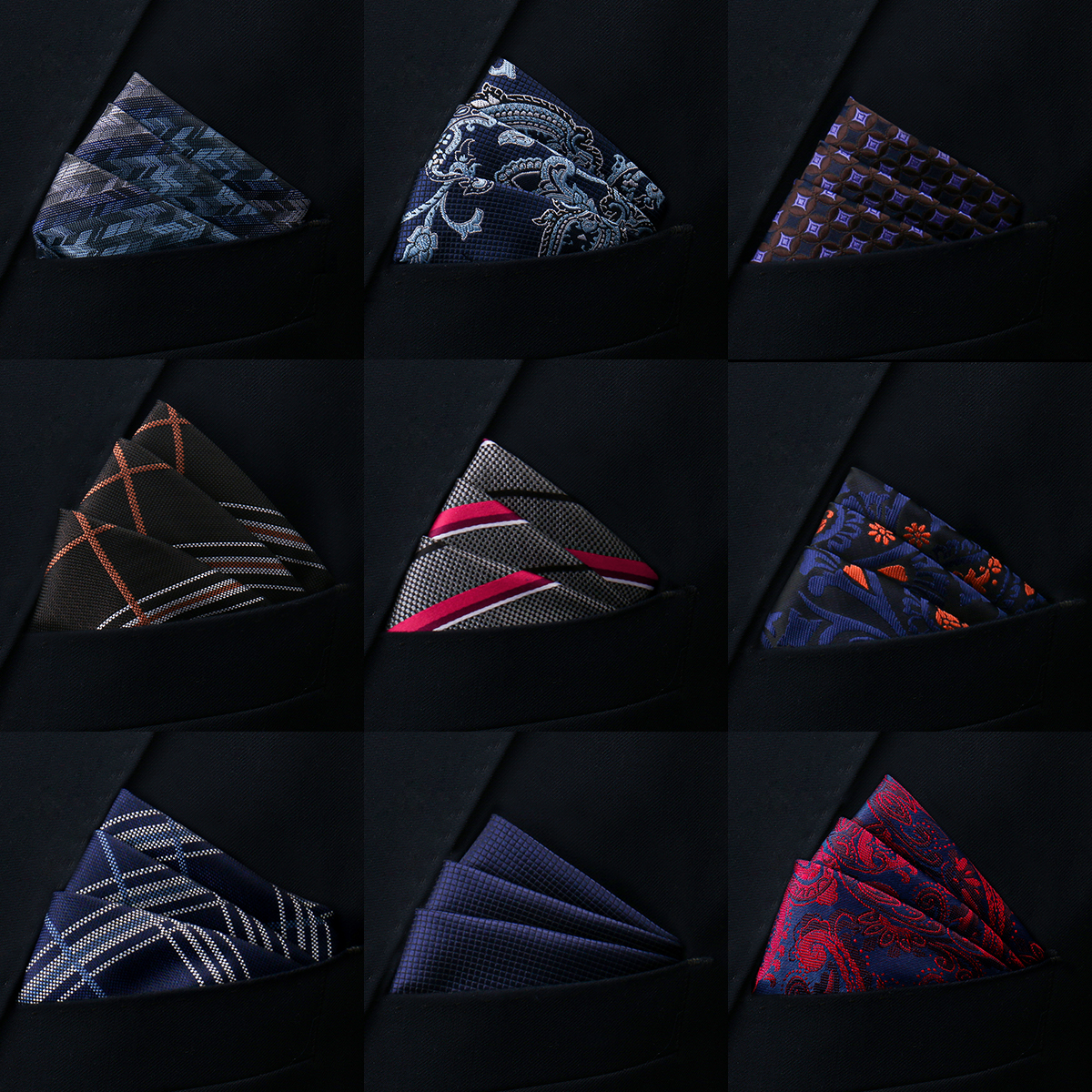 Brand Kerchief Man Dark Blue Striped April Fool's Day Fit Formal Party Pocket Square Handkerchiefs Suit Accessories Men Necktie