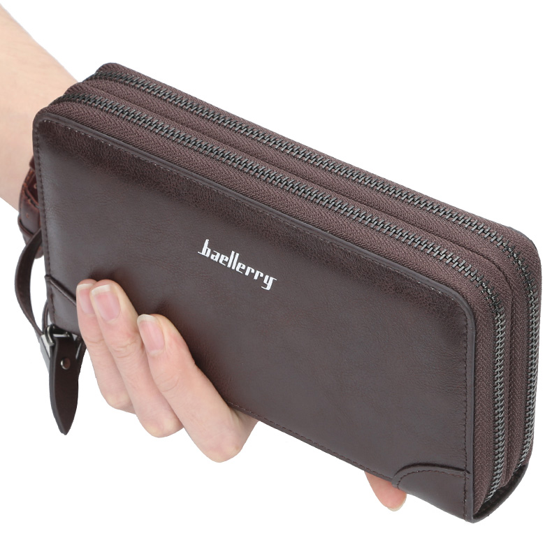 Baellerry Heren Lange Portemonnee Heren Portefeuilles Dubbele Rits Heren Clutch Portefeuilles Business Grote Capaciteit Hoge Kwaliteit Merk Mannelijke Portemonnee