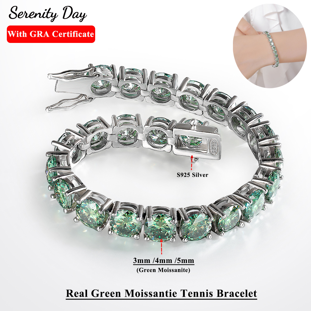 Serardship-Bracelet de Tennis Moissanite en Argent Sterling S925, Bijoux Fins Plaqués 18K, 5mm, pour Homme et Femme