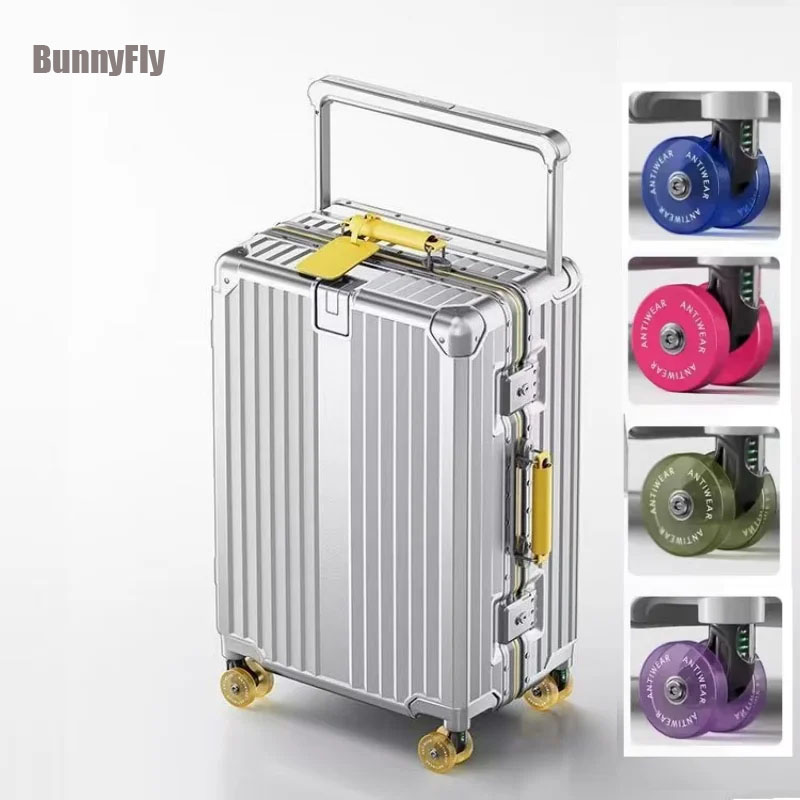 BunnyFly Mala de viagem com guiador largo, mala de viagem com rodas silenciosas coloridas, trava TSA, bagagem rolante, material de PC de grande capacidade