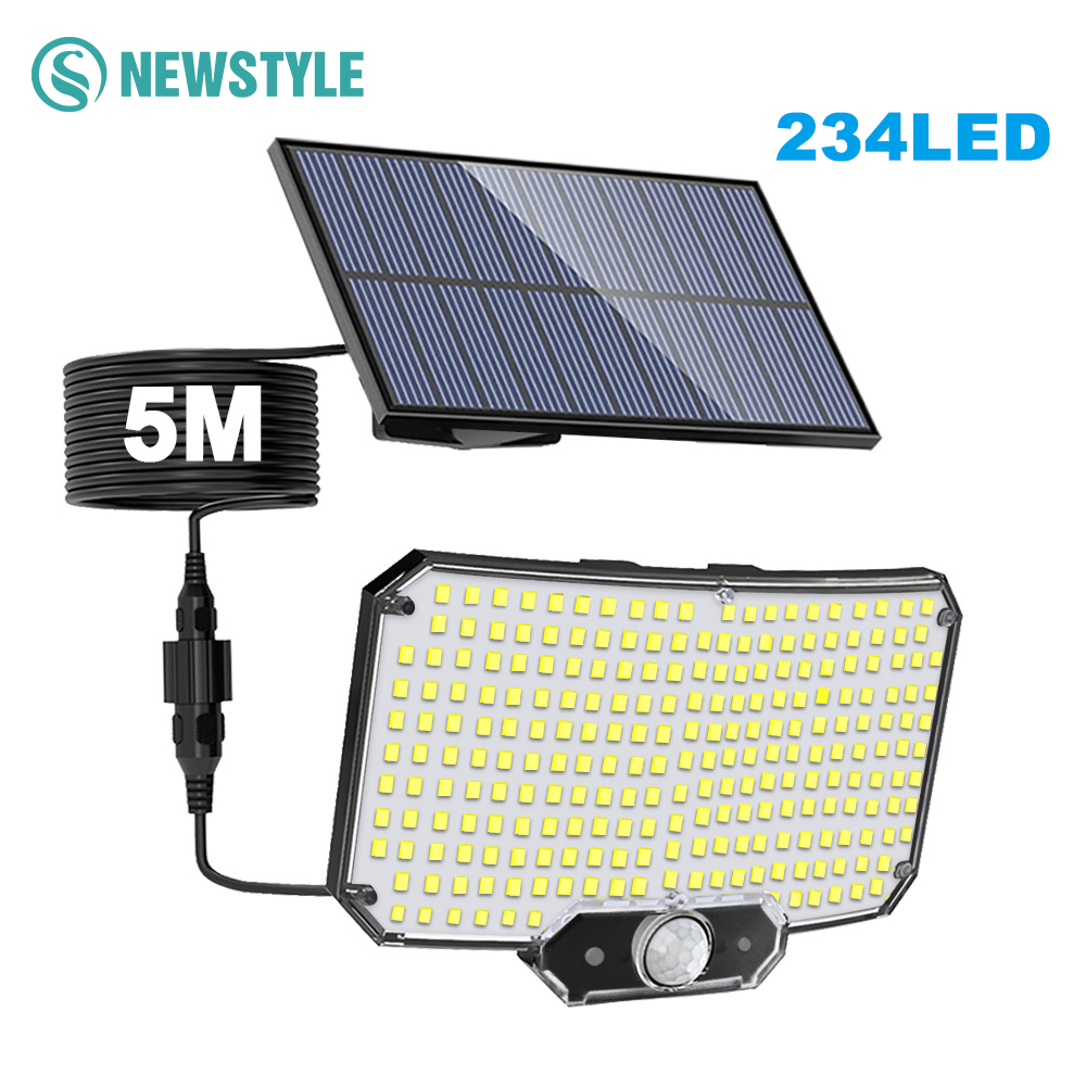 234LED lumière solaire extérieure étanche avec capteur de mouvement 3 Mode d'éclairage lumière de sécurité projecteur solaire pour jardin Garage cour