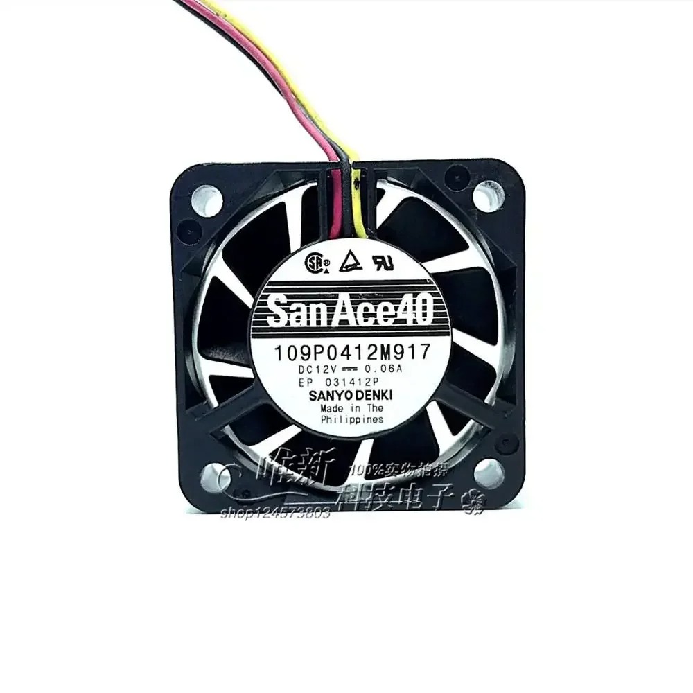 Sanyo Denki 109P0412M917 DC 12V 0,06A 40x40x10mm 3-Draht-Lüfter
