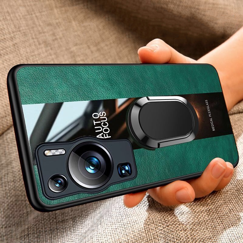Магнитный чехол-держатель для Huawei P60 Pro, Роскошный чехол из искусственной кожи для Huawei P60 P60Pro P 60, художественный чехол с кольцом, ударопрочный бампер