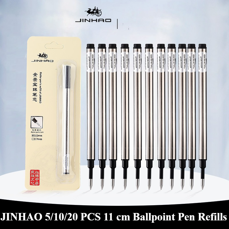JINHAO 5/10/20 sztuk 11cm metalowe wkłady 0.5/0.7mm długopis kulkowy biznesowe wkłady do długopisów biurowe artykuły szkolne