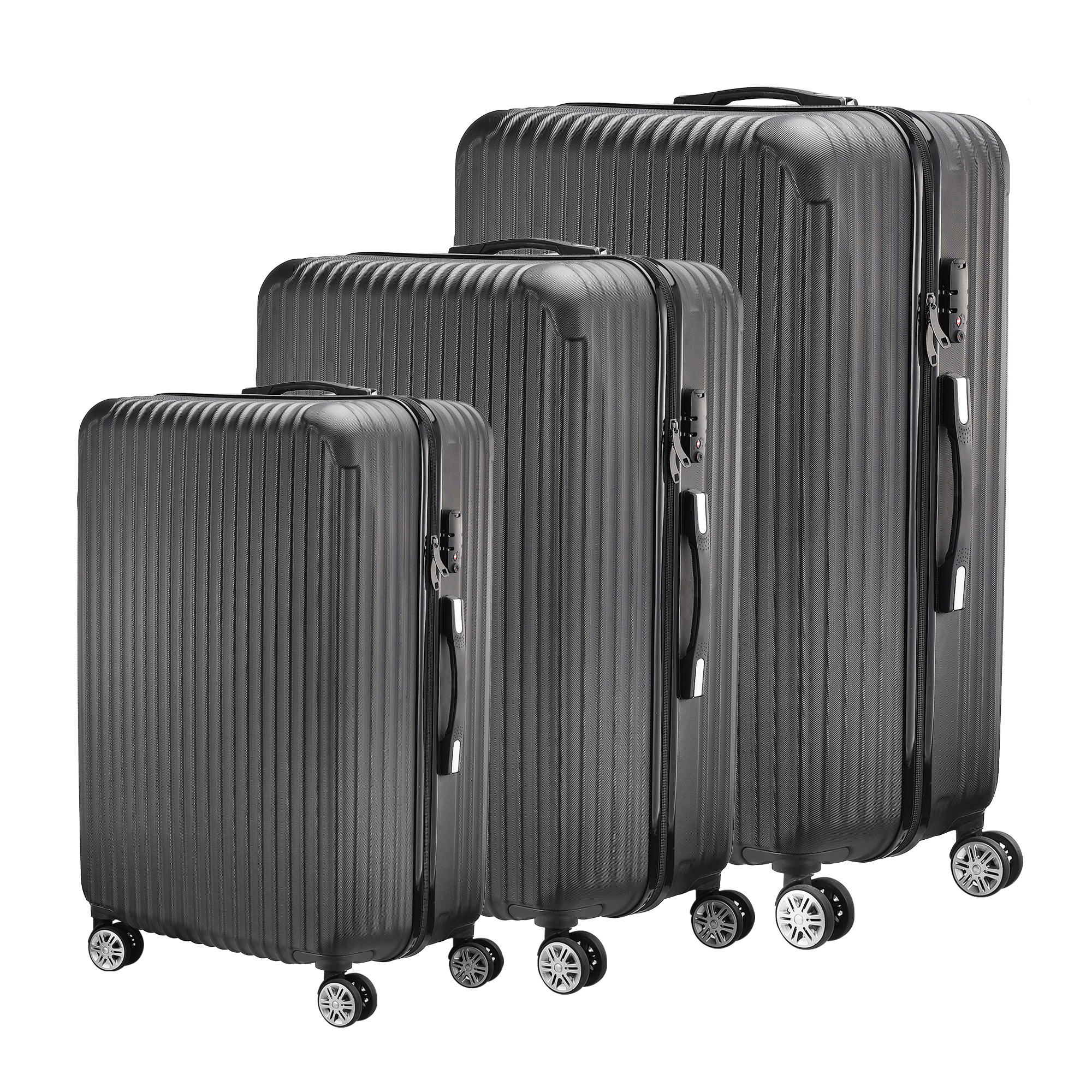 Juego de equipaje de 3 piezas con cerradura, 4 ruedas giratorias rodantes, Maleta de viaje ligera de ABS para equipaje de mano, viaje de negocios