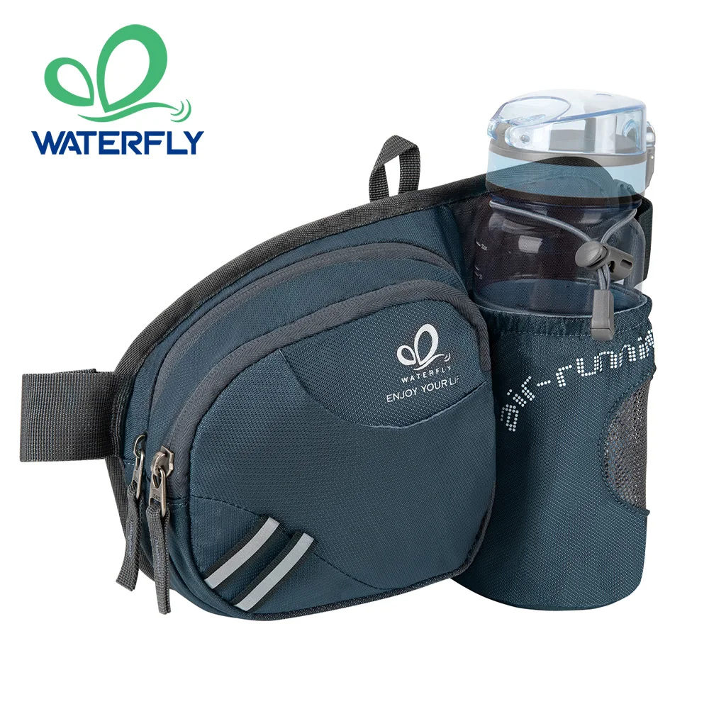 Поясная сумка WATERFLY для женщин и мужчин с держателем для бутылки с водой, походные поясные сумки для бега, прогулок, прогулок, путешествий