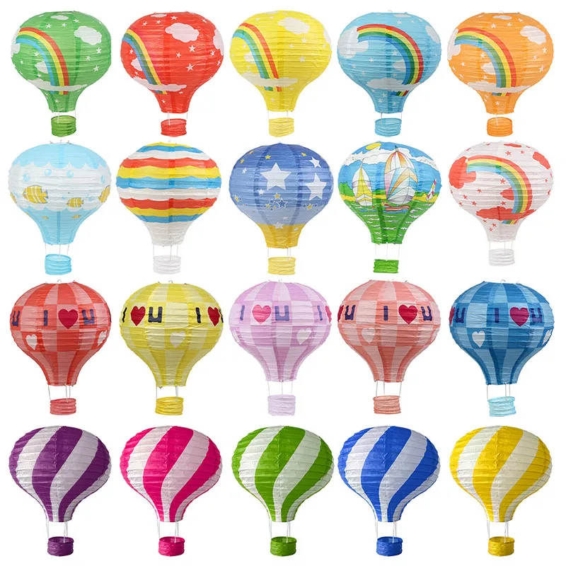 1 pz arcobaleno mongolfiera lanterna 12 pollici/16 pollici fai da te soffitto appeso lanterna di carta Baby Shower bambini festa di compleanno decorazione