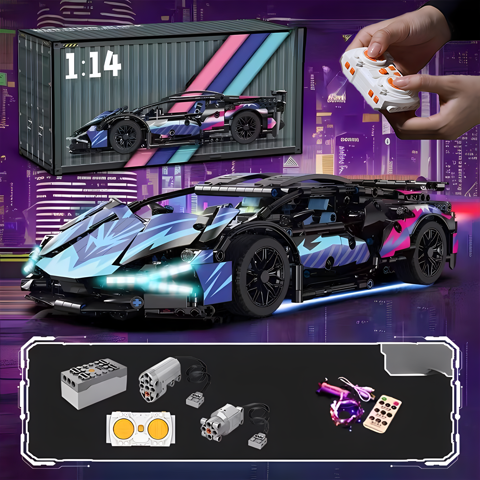 Blok Bangunan Teknologi Roadster Baru 1:14 Blok Bangunan Roadster Balap Mainan Kendaraan Bata Perakitan Hadiah untuk Anak Laki-laki 1314 Pcs