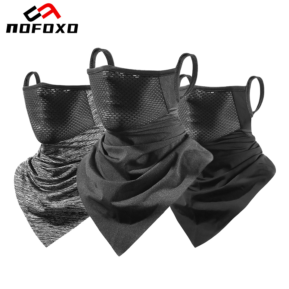 Nofoxo uv percepção lenço meia máscara facial de seda gelo respirável cachecol esportes ao ar livre orelha pendurado ciclismo pesca triangular