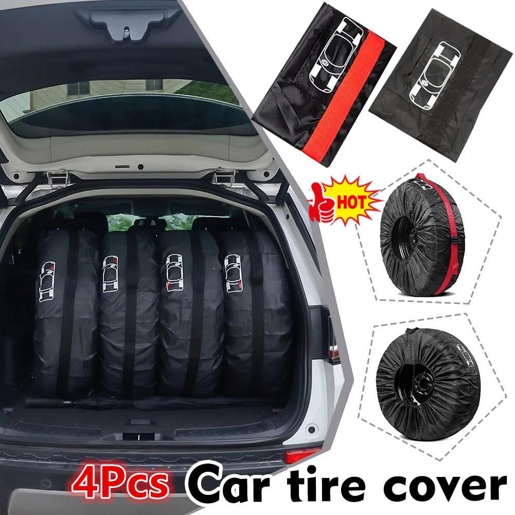 Cubierta Universal para neumático de repuesto, bolsa de poliéster para almacenamiento de coche, Protector de rueda, accesorios para automóvil, 4 piezas