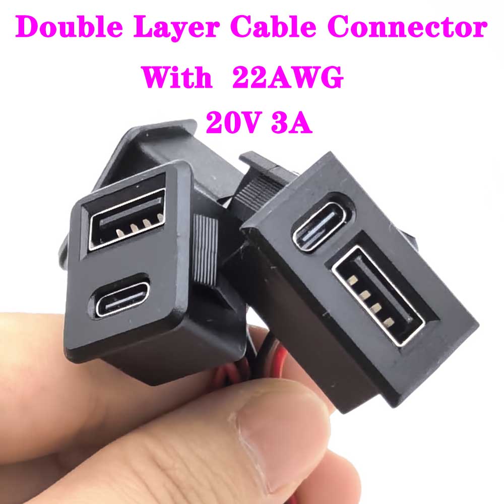 SM 2,54 мм двухслойная USB-гнездовая розетка типа C и гнездовая USB-лампа для зарядки Разъем питания с кабельным разъемом