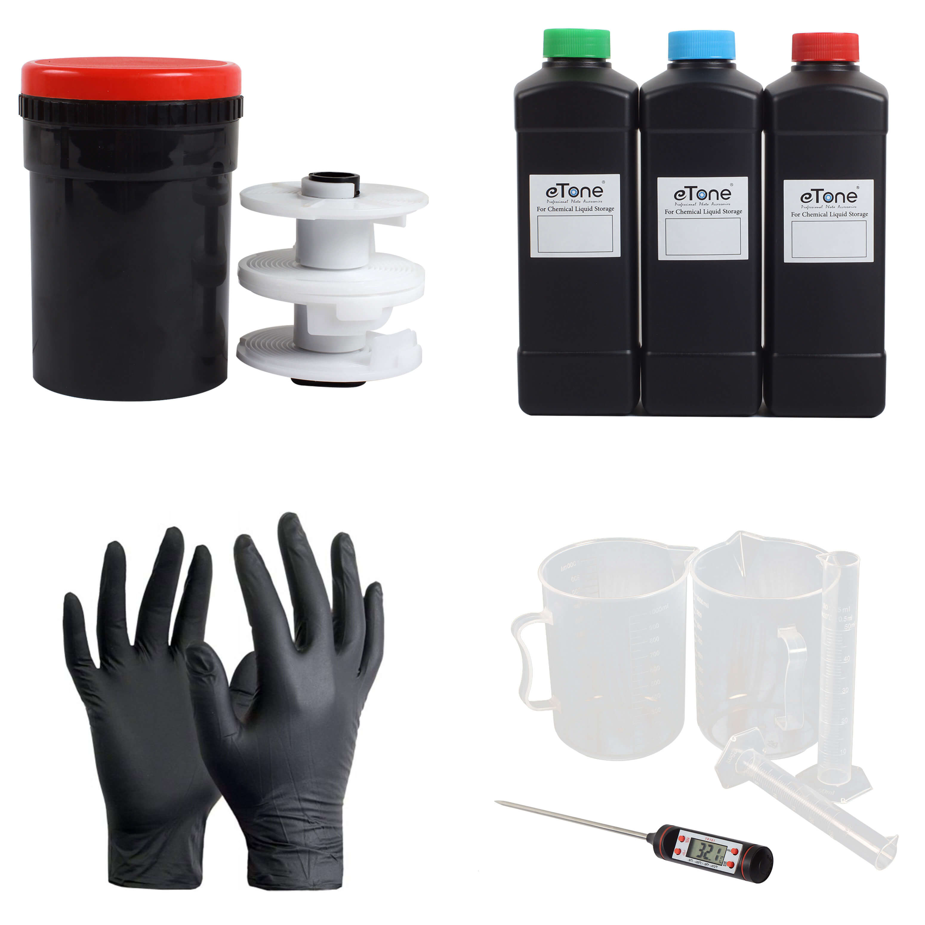 Kit de desarrollo de película de 35mm, 135 120, tanque de desarrollo de película de Color blanco y negro, botellas químicas, termómetro, accesorios para habitación oscura