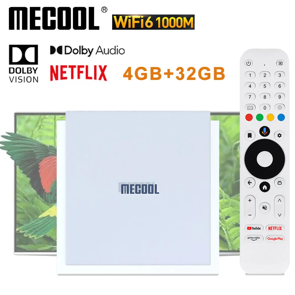 MECOOL KM2 PLUS DELUXE 32GB Netflix 4K Android TV BOX Google TV Dolby Vision 4GB DDR4 1000M LAN WIFI 6 IP TV Stream TVBOX
