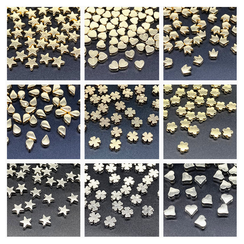 100 Pz/lotto circa 6mm Stella Amore Cuore Colore Oro Argento Allentato Del Distanziatore CCB Perline Acriliche Gioielli FAI DA TE Che Fanno I Risultati