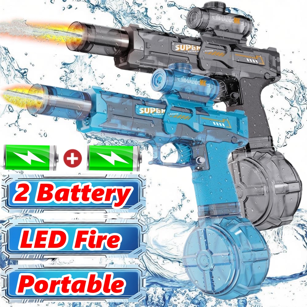 Elektryczny pistolet na wodę dla dzieci, automatyczny pistolet na wodę z diodą LED, letnia gra na zewnątrz, zabawka na imprezę dla dorosłych i dzieci.