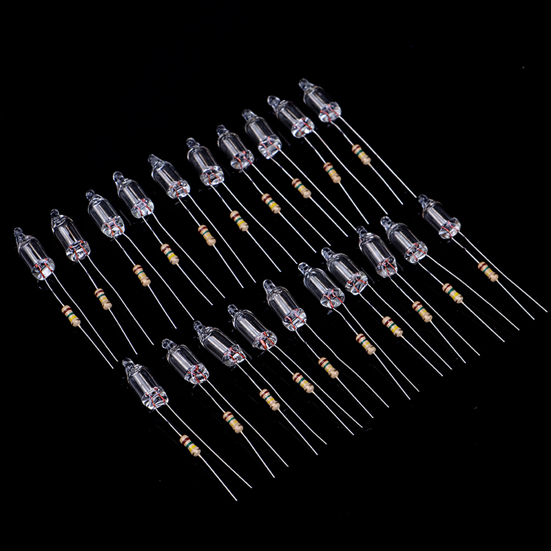 LEDネオンライトインジケーター,耐水性ライトランプ,220v,6x16mm, 20個