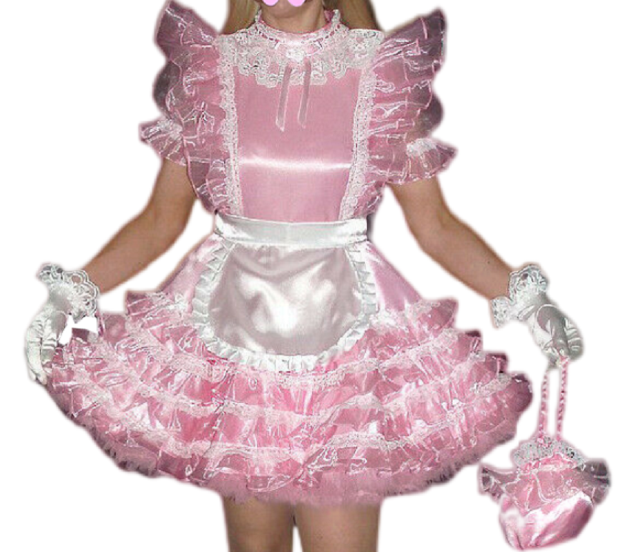 Nouvelle vente chaude dame rose Satin dentelle dentelle avec gants sac femme de chambre français uniforme robe de soirée personnalisé