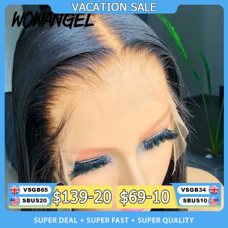 Wow anjo skinylike real hd perucas dianteiras do laço curto bob peruca corte sem corte peruca 13x4 hd laço frontal perucas de cabelo humano pré arrancado sem cola