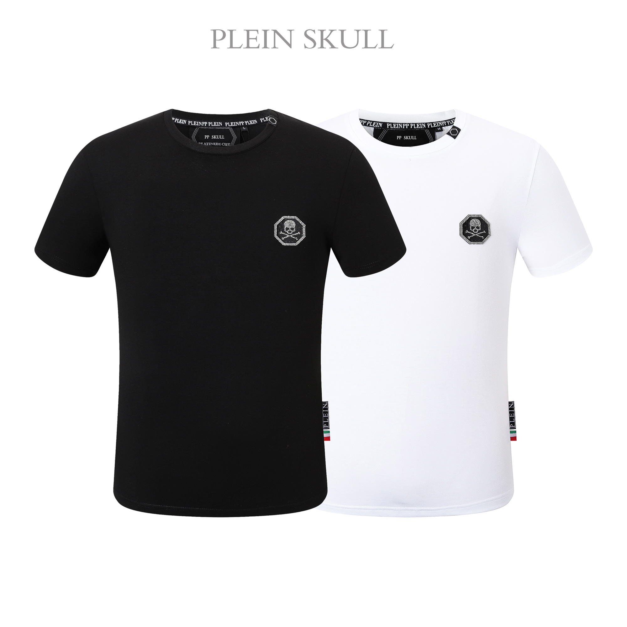 Plein Skull Neues Trendiges Herren-Baumwoll-T-Shirt Klassisches Sommer-Atmungsaktives Freizeit-Kurzarm-Shirt für Täglichen Outdoor-Gebrauch mit Rundhalsausschnitt Sport-Oberteil