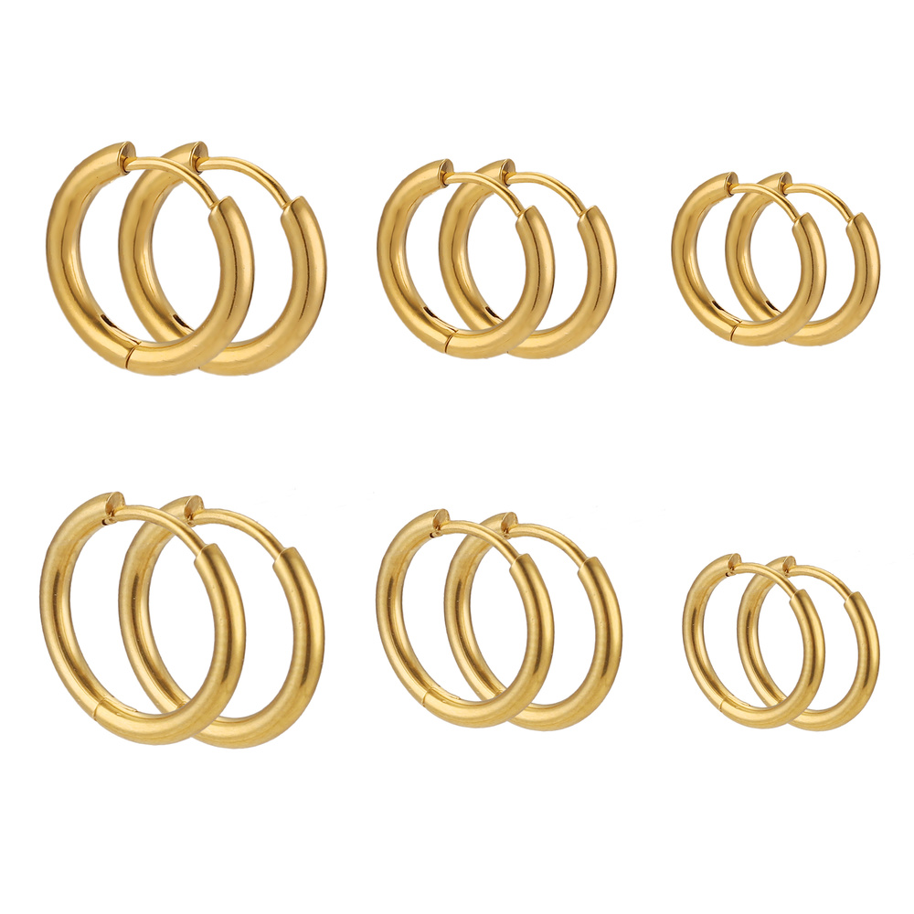 6 ชิ้นสแตนเลสสตีล Hoop ต่างหูต่างหูผู้หญิงผู้ชาย Punk Hiphop Bijoux ของขวัญแฟชั่นชุบ 18 พันทองเครื่องประดับเจาะอุปกรณ์เสริม