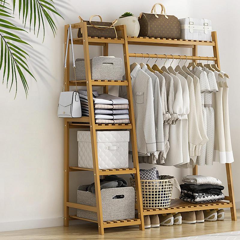 Hölzernes Kleidungsstück, Mantel, Kleidung, zum Aufhängen, robustes Regal mit oberer Ablage und 2-stufige Schuh- und Kleideraufbewahrungsregale