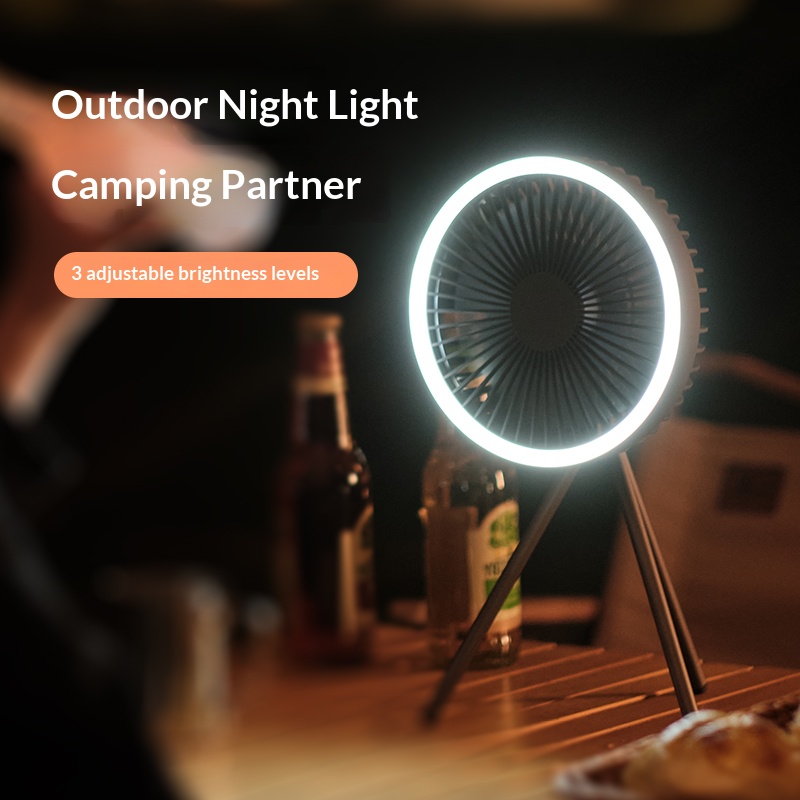Ventilador Portátil Recargable HOMEFISH para Camping, 4000mAh/10000mAh, Inalámbrico, de Techo y Escritorio, con Banco de Energía y Luz LED