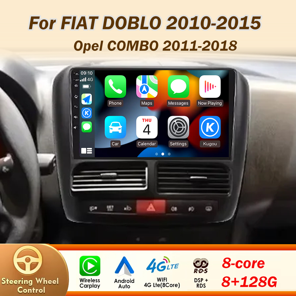 Автомобильный радиоприемник для FIAT DOBLO 2010-2015/COMBO 2011-2018 Carplay Android Auto стерео мультимедийный плеер AI Voice 5G WIFI плеер экран