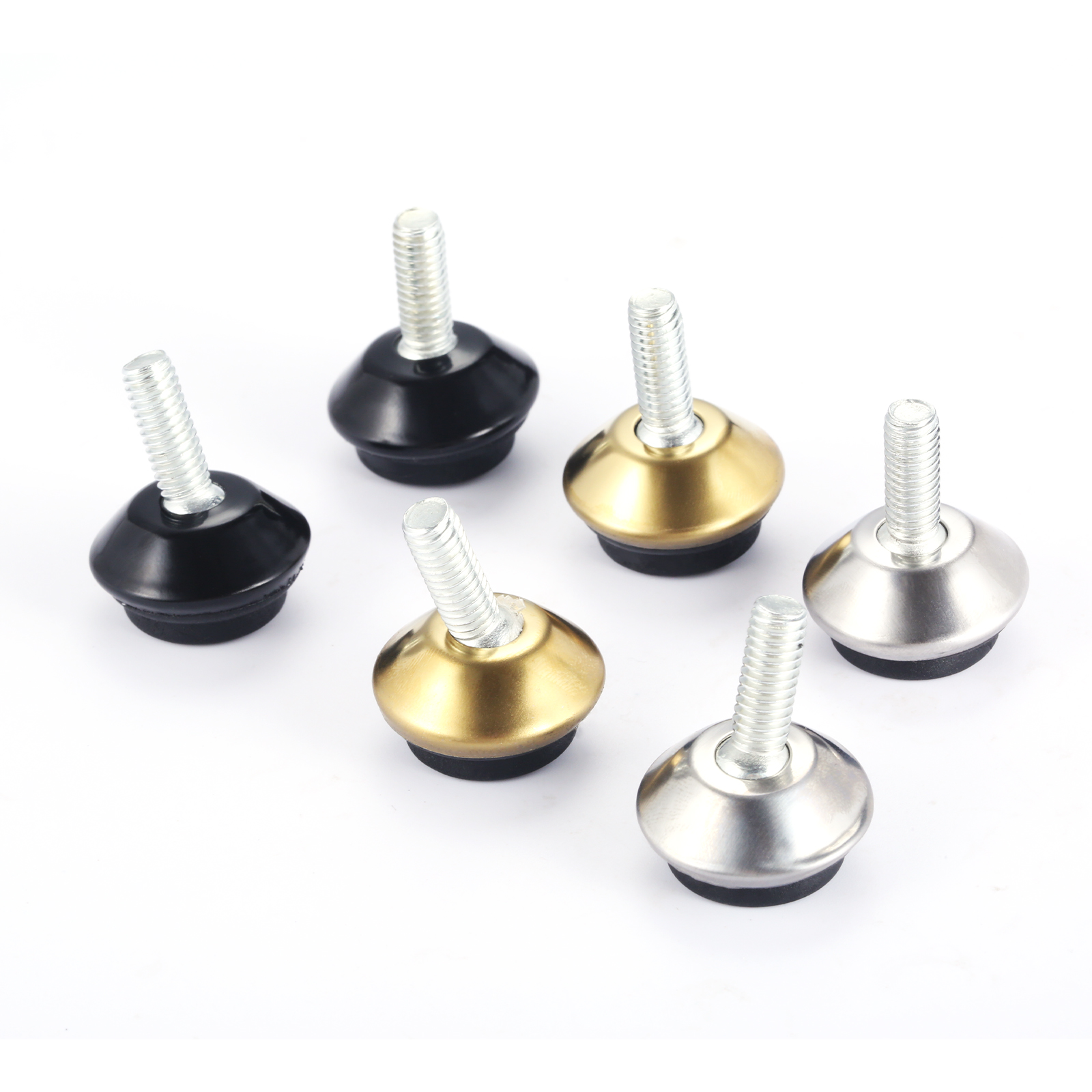 調節可能な金属製家具レベル,4個,脚用スレッド6*15mm,黒/銀/金,キャビネット,椅子,マシンベース用