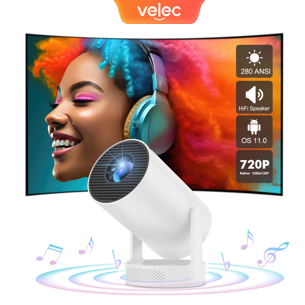 Projektor HiFi HY300 Pro 4K Android 11 podwójne Wifi6.0 BT5.0 H713 280ANSI 720P wbudowany głośnik dźwięku kinowego przenośny mini projektor