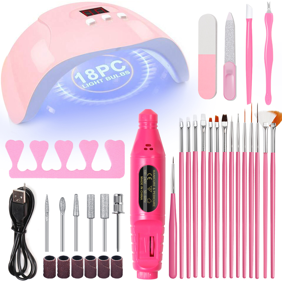 Manicure UV LED Lamp Kit Set UV Lamp and 20000RPM Nail Drill Machine Kit and Remove Dead Skin Manicure Tools Set