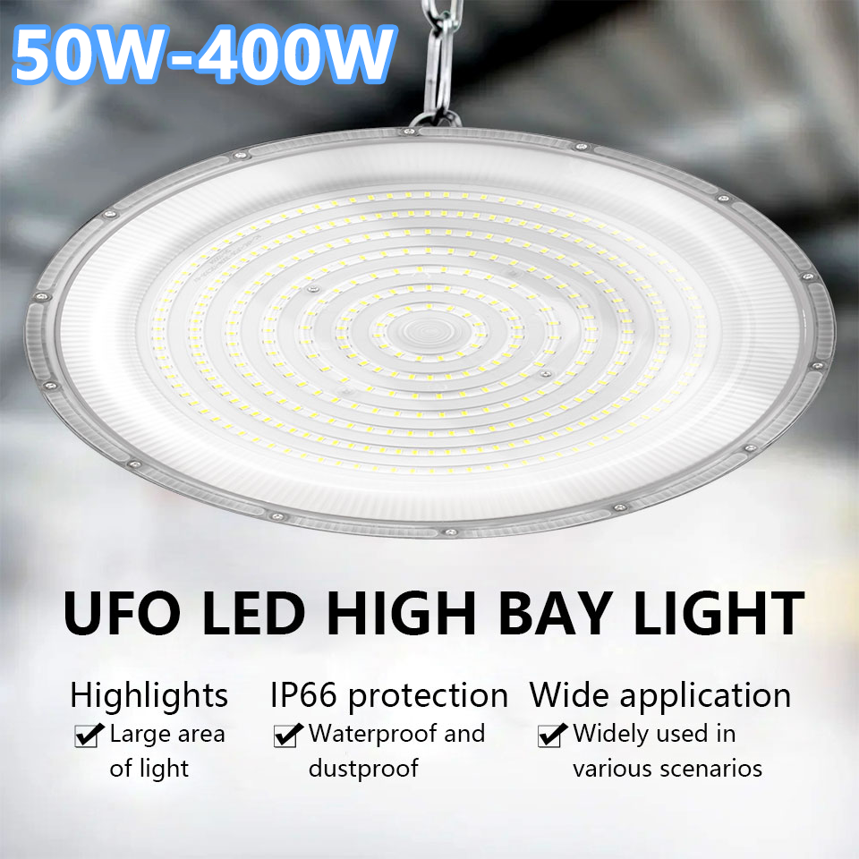 LED haute baie lumières 50W 100W 150W 200W 300W 400W Super lumineux UFO étanche Commercial industriel marché entrepôt Garage