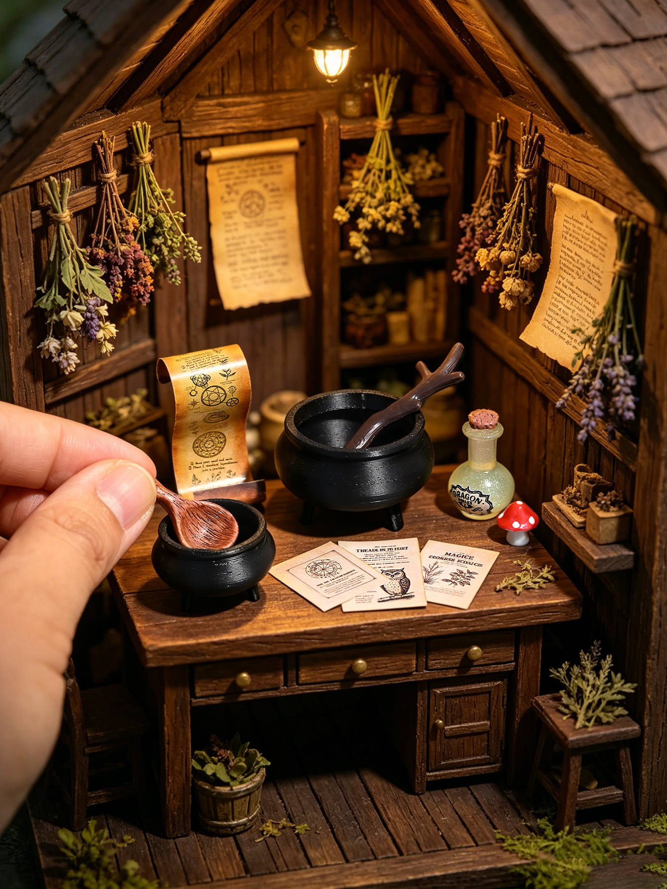 Miniature Magic Crucible Scene Decorations, Suitable for Model House Construction and Set-Up, 1/12 Dollhouse Model House Decoration Accessories, Photography Props, Micro-Landscape Decorations, Miniatures Decoration, Small Gifts, Giveaways, Home Decor Item