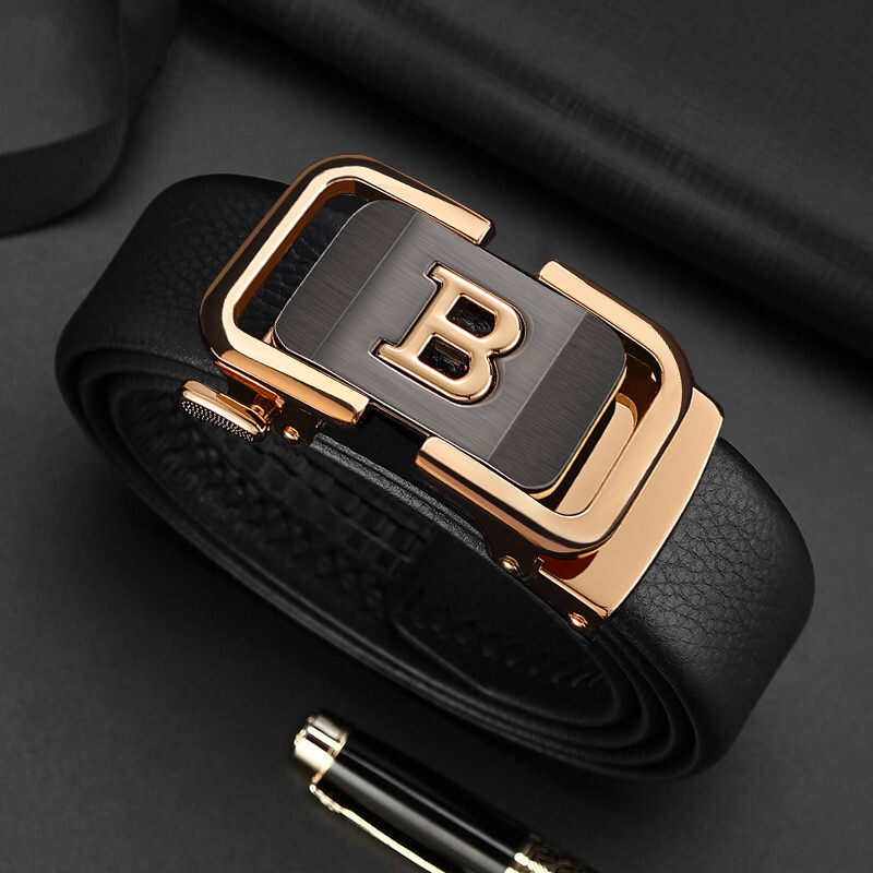 2025 nouvelle haute qualité mode noir B lettre Ceinture hommes boucle automatique 3.5 cm de large en cuir Ceinture décontractée Croskin Ceinture Homme