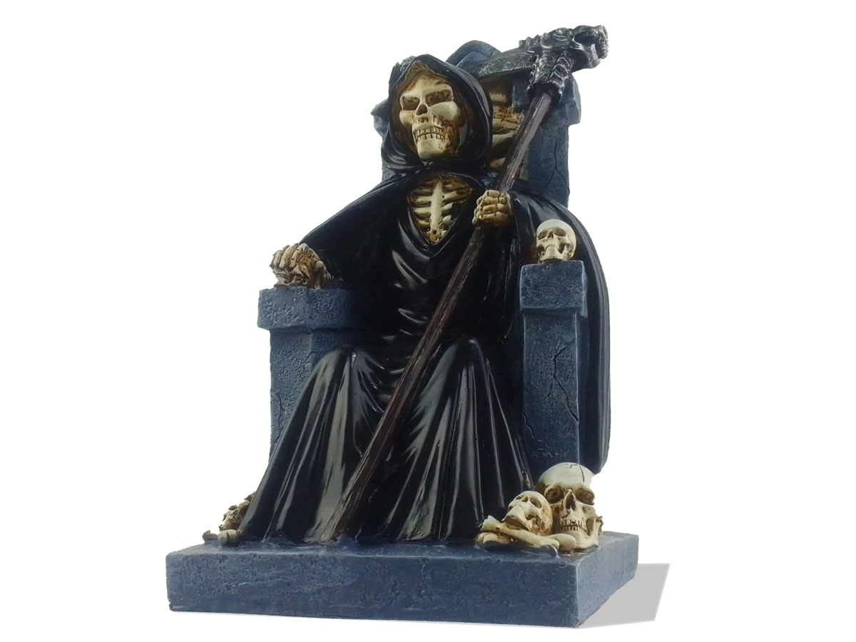 Kolekcjoner żywicy figurka dekoracyjna czaszka z tronem czaszki rozmiar 23cm