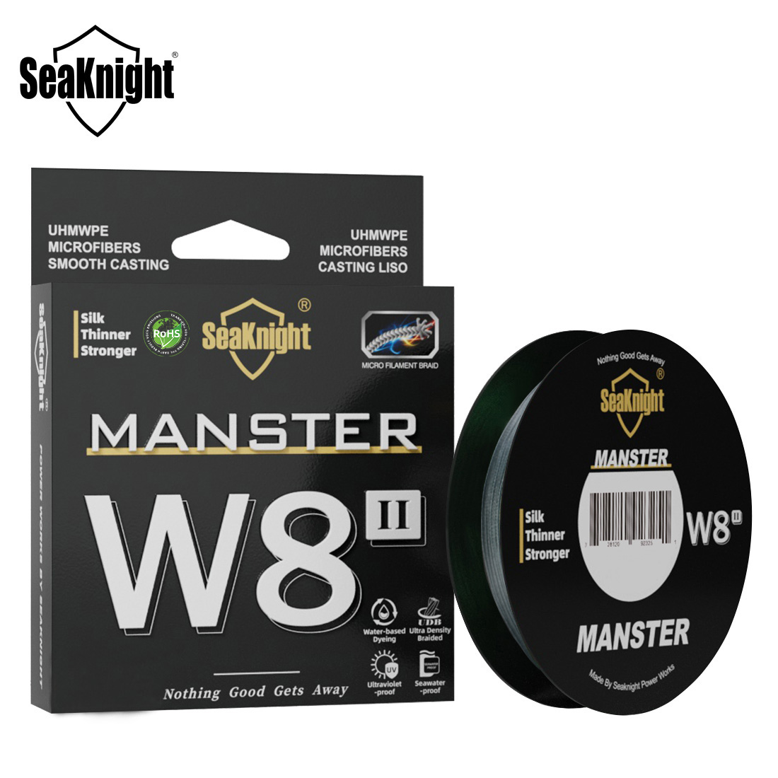 Seaknight marca w8 ii série 500m 8 fios linha de pesca avançada trançada pe linha anti-uv revestimento à prova de água do mar linha de pesca