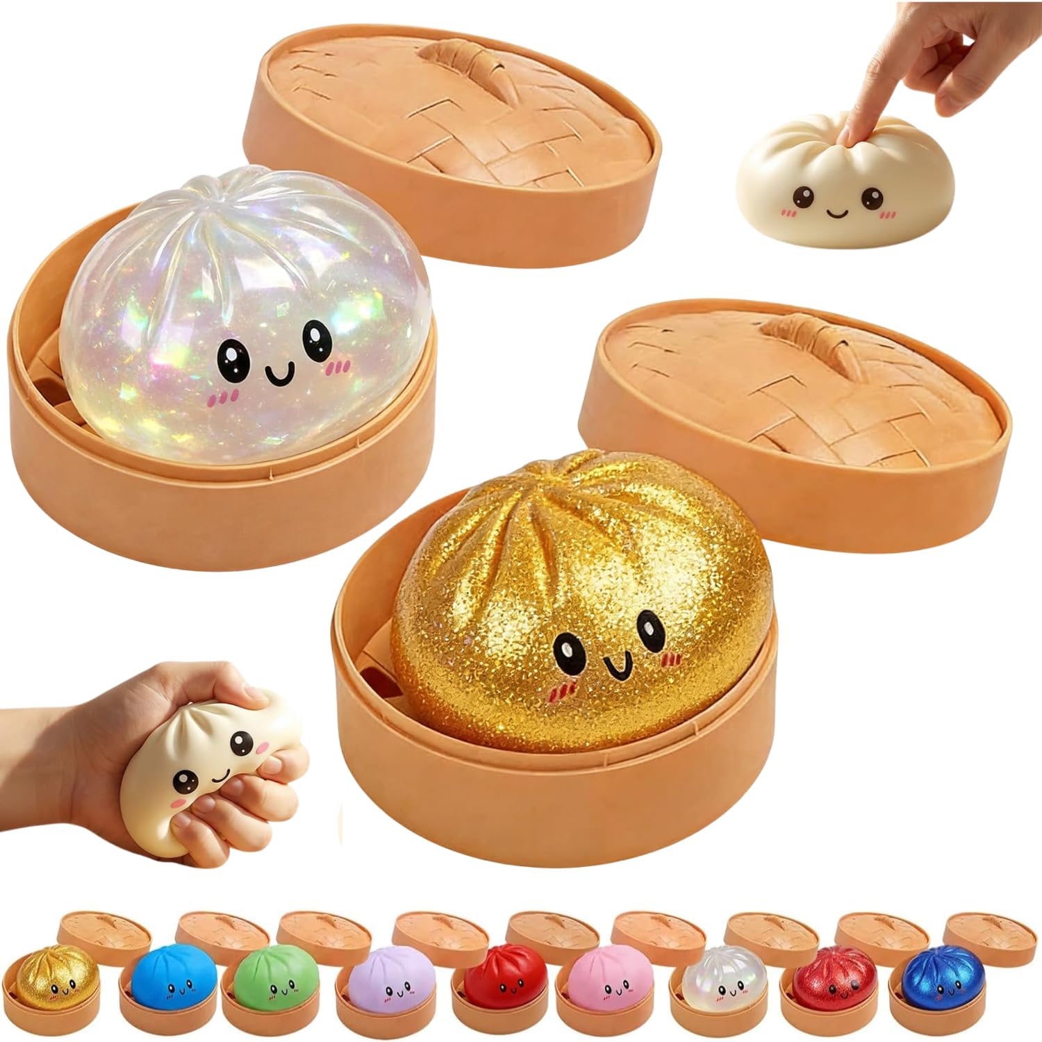 Bola de Pressão de Simulação Flash Dumpling, Brinquedo de Descompressão Macio de Recuperação Lenta, Decoração de Mesa de Escritório, Presente de Aniversário para Crianças e Adultos