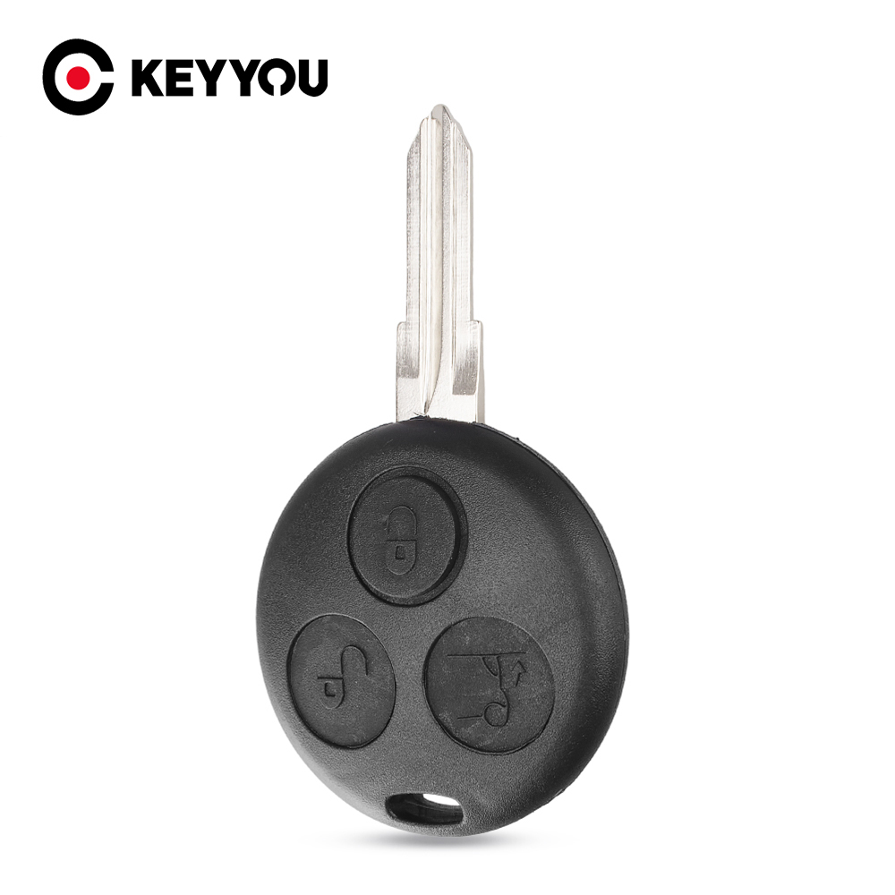 KEYYOU-funda para Mercedes Benz SMART Fortwo 450 Forfour Roadster, 3 botones, hoja en blanco, mando a distancia, reemplazo de llave de coche