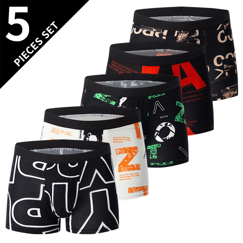 4/5/6/10 Pcs Of Men's Fashion Printed Underwear Multicolor Combination Teenagers Comfortable Joker Loose Plus Size Beach Shorts