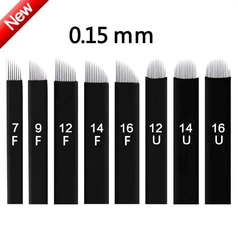 Stylo de Tatouage en Forme de U Flexible, Lame Grossière, Microblading Noir, Maquillage en Continu, EyebloggPen, 0.15mm, 50Pcs, 12, 14, 16/18