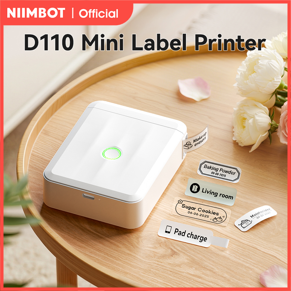 NIIMBOT D110 Upgraded Version Thermal Label Printer Mini Portable Smart Label Maker With Tape for Office Home Kitchen School