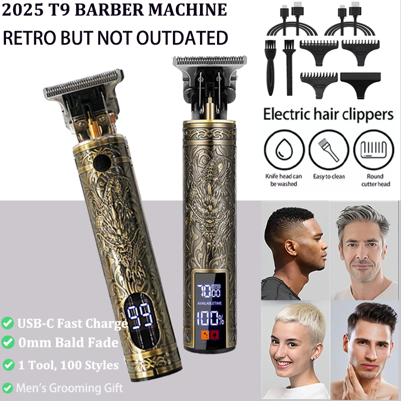 Cortadora de Pelo Profesional T9/Accesorios para Hombre |   Carga Rápida USB |   Recortadora de Barba/Cuerpo/Pelo |   Afeitadora Eléctrica de Precisión