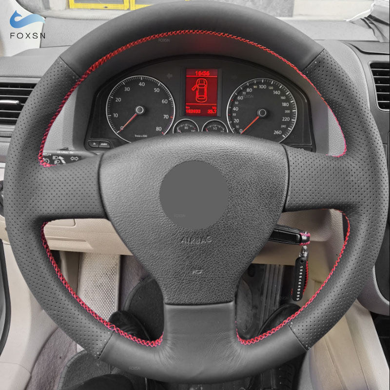 Braids บนพวงมาลัยสําหรับ VW Old Golf 5 (V) MK5 POLO Jetta Tiguan Sagitar Touran แคดดี้ EOS พวงมาลัยรถฝาครอบหนัง