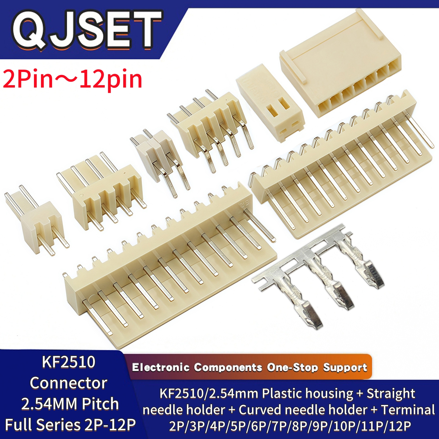 50 Stuks KF2510 Connector 2.54mm Toonhoogte 2P-12Pin Rechte/Gebogen Mannelijke Vrouwelijke Socket Behuizing Plug Pin Header Crimp Terminals KF-2510